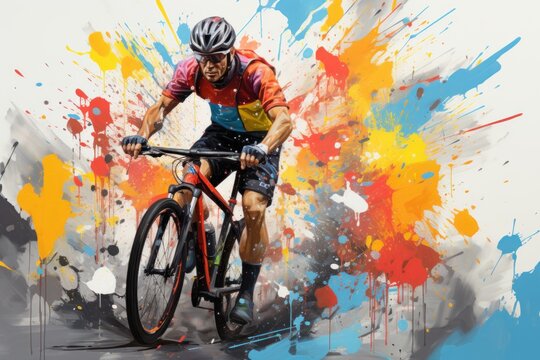 Soft abstract illustration of an open city bike route with warm shapes